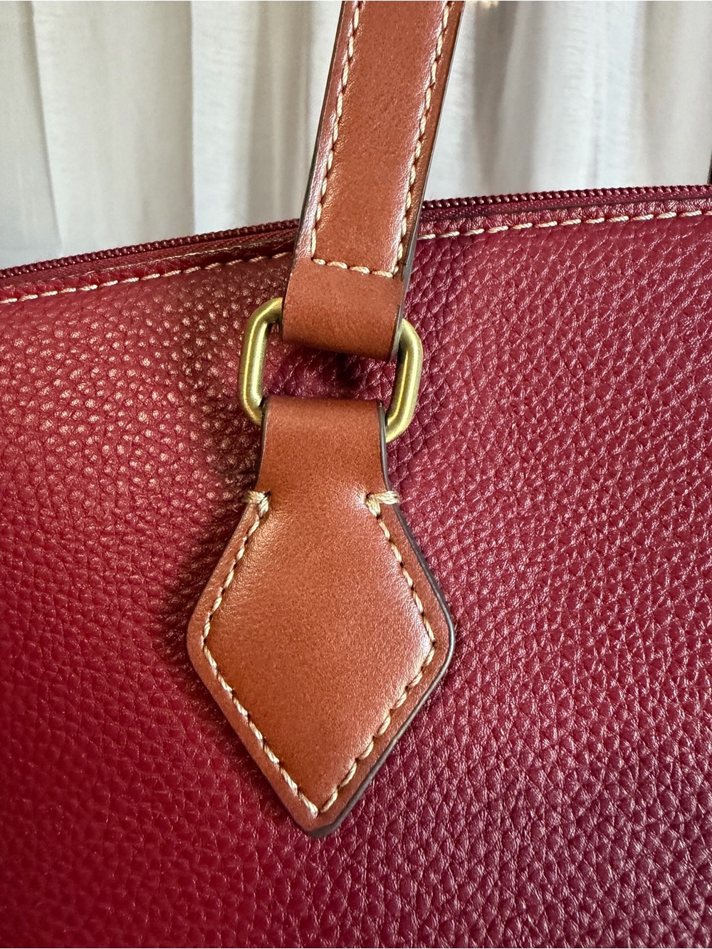 St. John's Bay Burgundy and Brown Two-Tone Tote EUC - Picture 4 of 11